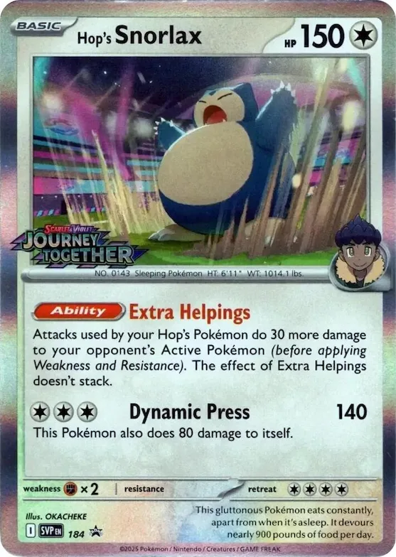 Hop's Snorlax - 184 (Prerelease) #184 – Scarlet & Violet Promo Cards