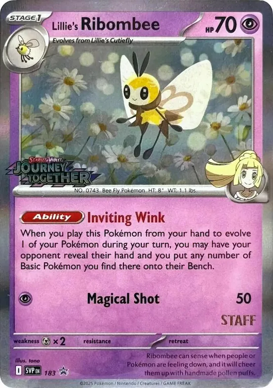 Lillie's Ribombee - 183 (Prerelease) [Staff] #183 – Scarlet & Violet Promo Cards