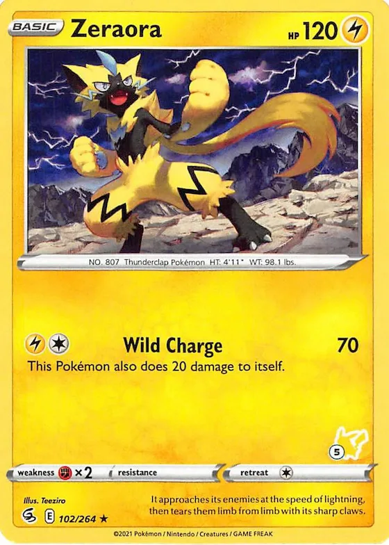 Zeraora (#5 Pikachu Stamped) #102 – Battle Academy 2022