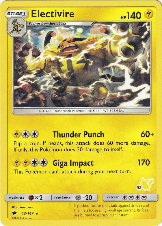 Electivire- 43/147 (#32 Pikachu Stamped) #43 – Battle Academy
