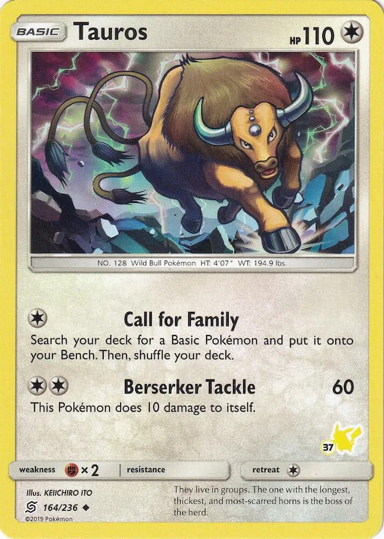 Tauros (#37 Pikachu Stamped) #164 – Battle Academy