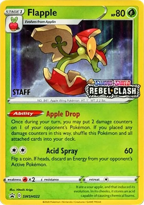 Flapple - SWSH022 (Prerelease) [Staff] #swsh22 – Sword & Shield Promo Cards