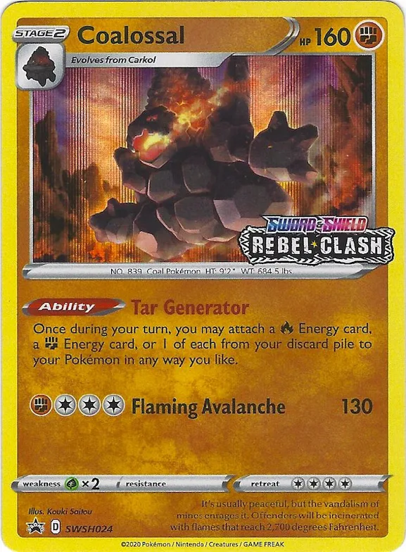 Coalossal - SWSH024 (Prerelease) #swsh24 – Sword & Shield Promo Cards