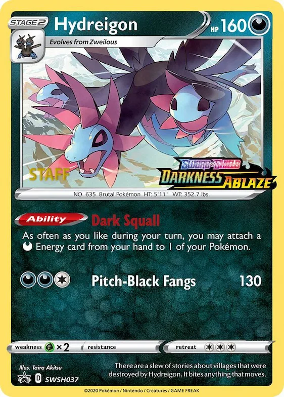 Hydreigon - SWSH037 (Prerelease) [Staff] #swsh37 – Sword & Shield Promo Cards