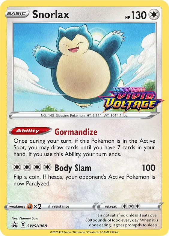 Snorlax - SWSH068 (Prerelease) #swsh68 – Sword & Shield Promo Cards