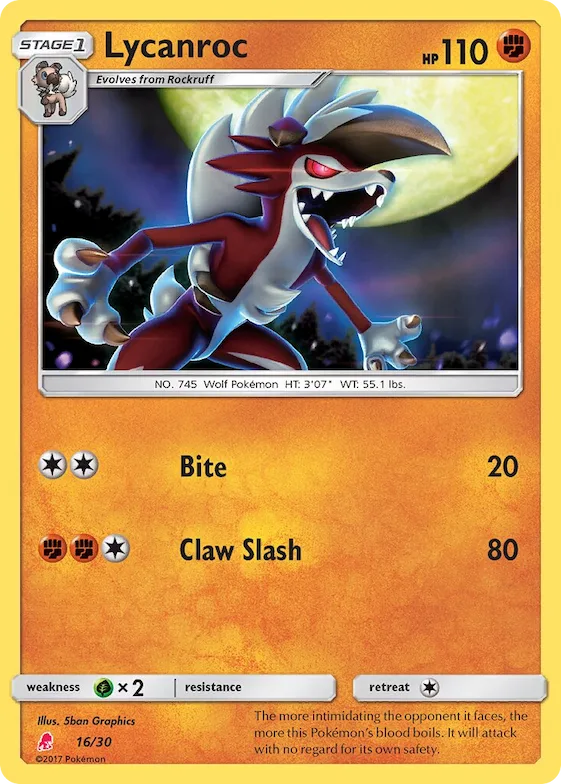 Lycanroc (#16 Non-Holo) #16 – SM Trainer Kit: Lycanroc & Alolan Raichu