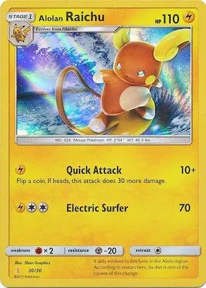 Alolan Raichu (#30 Holofoil) #30 – SM Trainer Kit: Lycanroc & Alolan Raichu