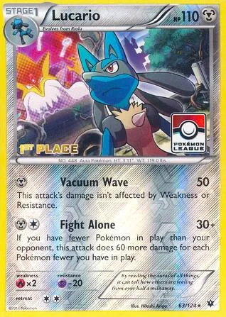 Lucario - 63/124 (Pokemon League) [1st Place] #63 – XY Trainer Kit: Sylveon & Noivern