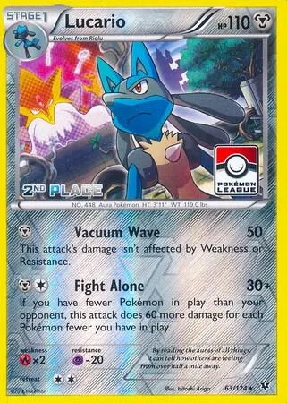 Lucario - 63/124 (Pokemon League) [2nd Place] #63 – XY Trainer Kit: Sylveon & Noivern