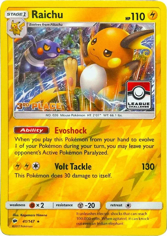 Raichu - 41/147 (League Challenge) [3rd Place] #41 – XY Trainer Kit: Sylveon & Noivern