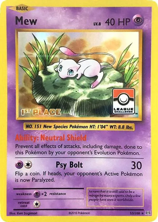 Mew - 53/108 (League Challenge) [1st Place] #53 – XY Trainer Kit: Sylveon & Noivern