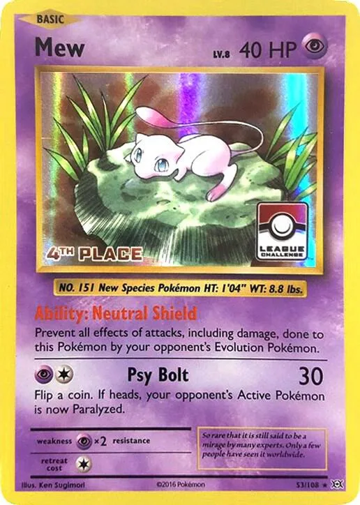 Mew - 53/108 (League Challenge) [4th Place] #53 – XY Trainer Kit: Sylveon & Noivern