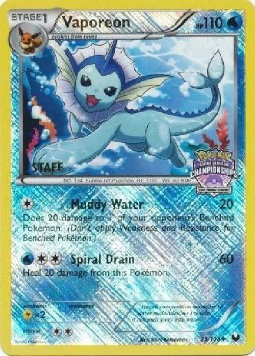 Vaporeon - 25/108 (State Championships) [Staff] #25 – XY Trainer Kit: Sylveon & Noivern