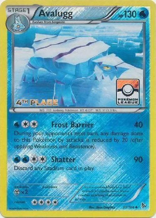 Avalugg - 31/106 (Pokemon League) [4th Place] #31 – XY Trainer Kit: Sylveon & Noivern