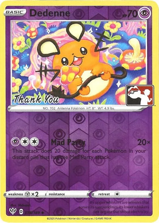 Dedenne - 78/189 (Pokemon League) [Thank You] #78 – XY Trainer Kit: Sylveon & Noivern