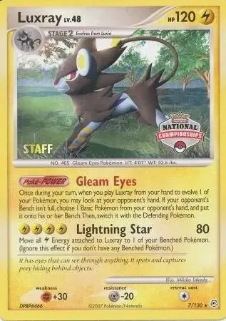 Luxray - 7/130 (National Championships) [Staff] #7 – XY Trainer Kit: Sylveon & Noivern