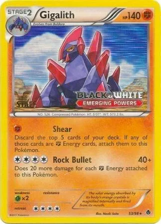 Gigalith 53/98 (Prerelease) [Staff] #53 – Black and White Promos