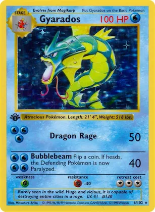 Gyarados #6 – Base Set (Shadowless)
