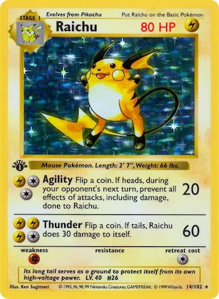 Raichu #14 – Base Set (Shadowless)