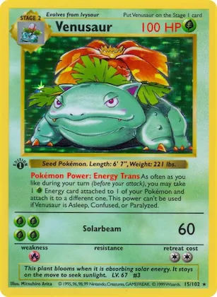 Venusaur #15 – Base Set (Shadowless)