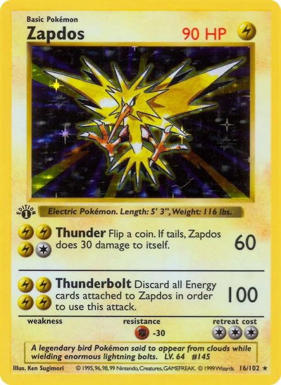 Zapdos #16 – Base Set (Shadowless)