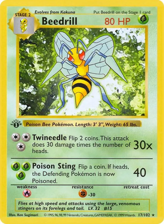 Beedrill #17 – Base Set (Shadowless)