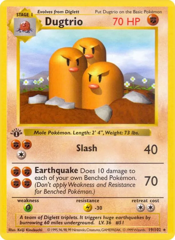 Dugtrio #19 – Base Set (Shadowless)