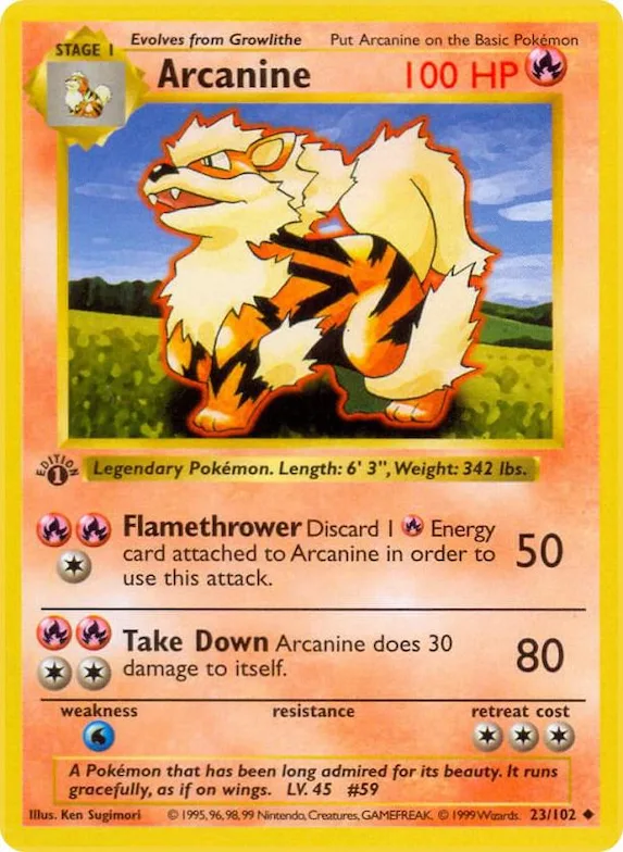 Arcanine #23 – Base Set (Shadowless)