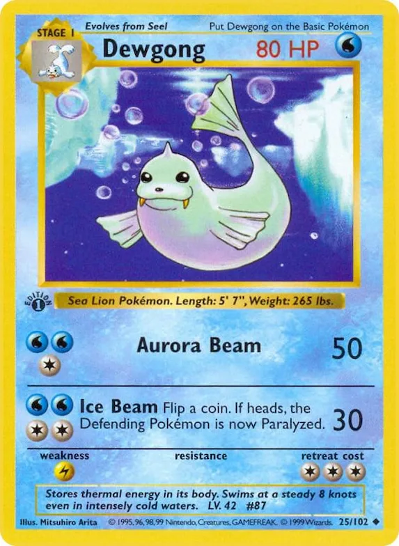 Dewgong #25 – Base Set (Shadowless)