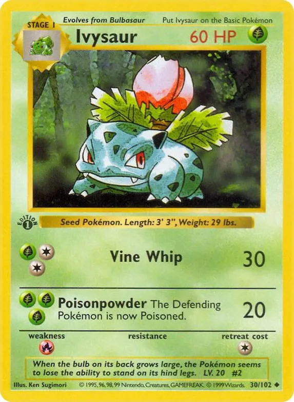 Ivysaur #30 – Base Set (Shadowless)