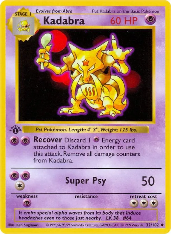 Kadabra #32 – Base Set (Shadowless)