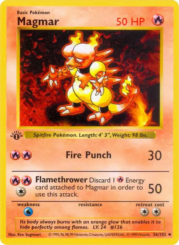 Magmar #36 – Base Set (Shadowless)