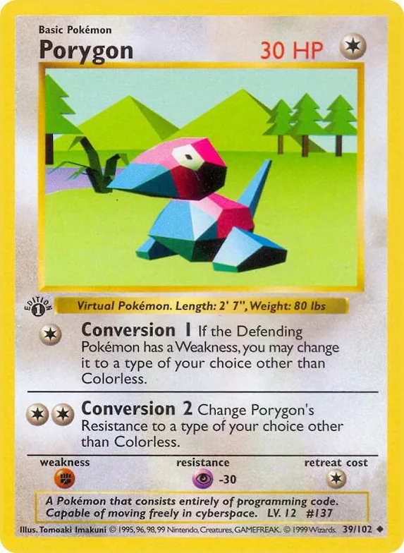 Porygon #39 – Base Set (Shadowless)