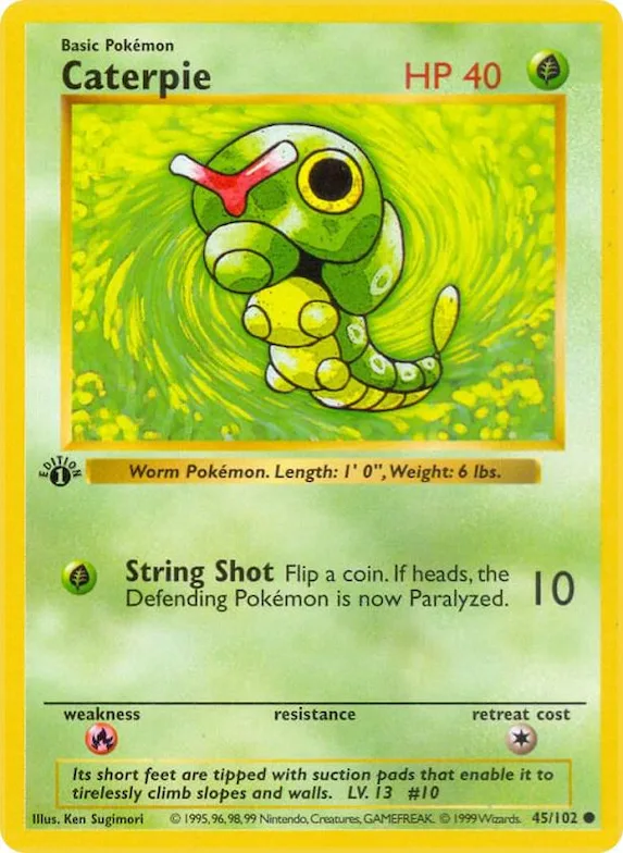 Caterpie #45 – Base Set (Shadowless)