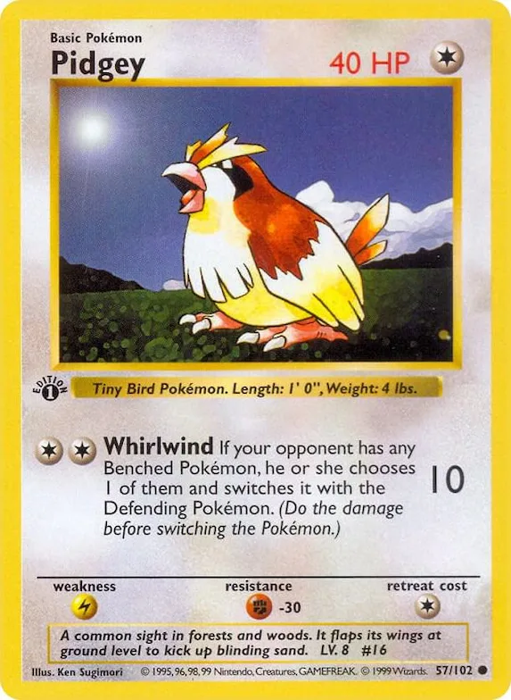 Pidgey #57 – Base Set (Shadowless)