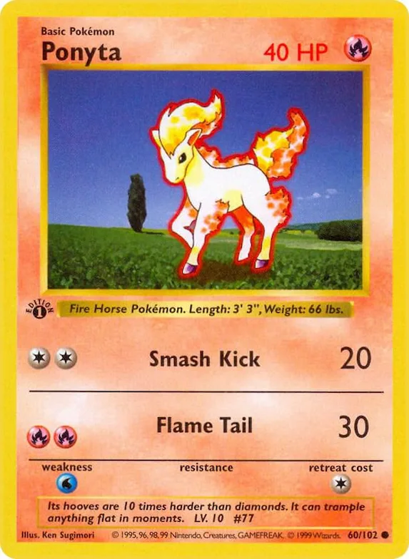 Ponyta #60 – Base Set (Shadowless)