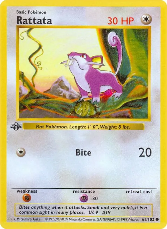 Rattata #61 – Base Set (Shadowless)