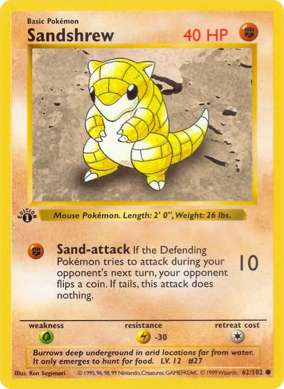 Sandshrew #62 – Base Set (Shadowless)