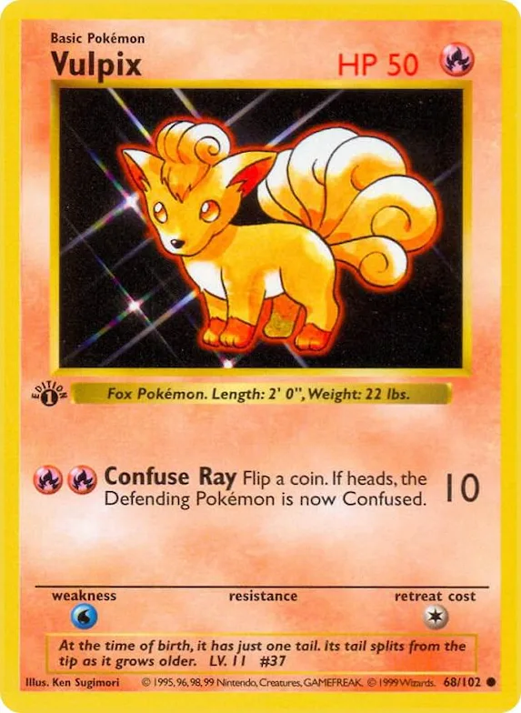 Vulpix #68 – Base Set (Shadowless)