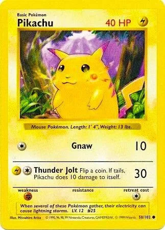 Pikachu (Red Cheeks) #58 – Base Set (Shadowless)