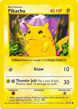 Pikachu (Red Cheeks) #58 – Base Set (Shadowless)