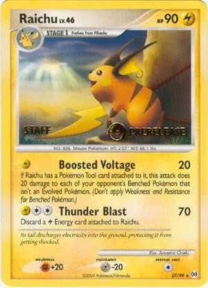 Raichu - 27/99 (Prerelease) [Staff] #27 – Nintendo Promos