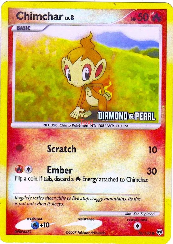 Chimchar - 76/130 [Diamond & Pearl] #76 – Burger King Promos