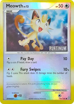 Meowth - 106/146 [Platinum] #106 – Burger King Promos