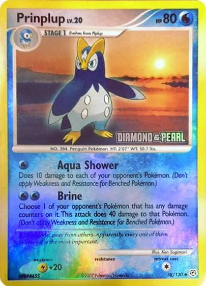 Prinplup - 58/130 [Diamond & Pearl] #58 – Burger King Promos