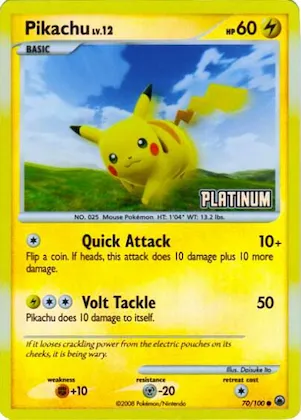 Pikachu - 70/100 [Platinum] #70 – Burger King Promos