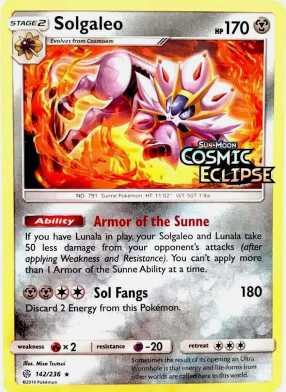 Solgaleo (Cosmic Eclipse Stamped) #142 – Miscellaneous Cards & Products