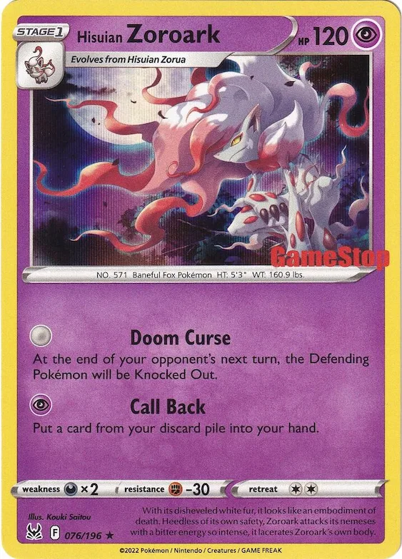 Hisuian Zoroark (Gamestop Exclusive) #76 – Miscellaneous Cards & Products