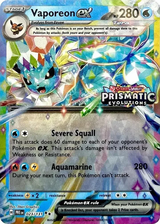 Vaporeon ex (Prismatic Evolutions Stamp) #23 – Miscellaneous Cards & Products