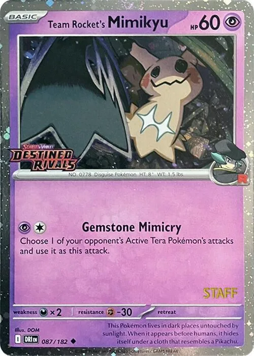 Team Rocket's Mimikyu (Prerelease) [Staff] #87 – Miscellaneous Cards & Products